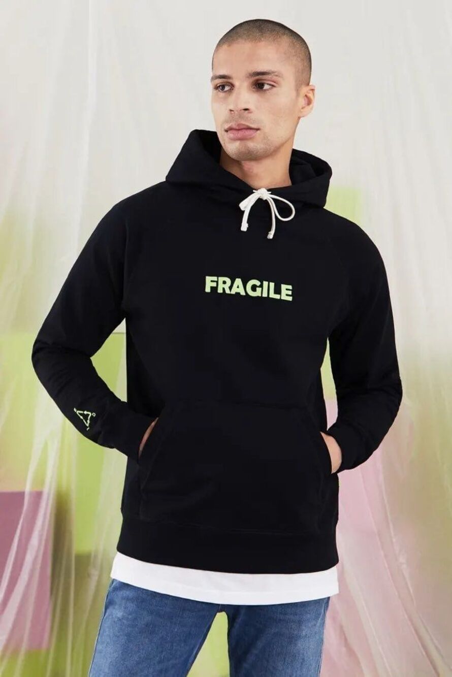 END Clothing x Wood Wood Fragile Capsule Hoodie Black Neon Green Mens Large